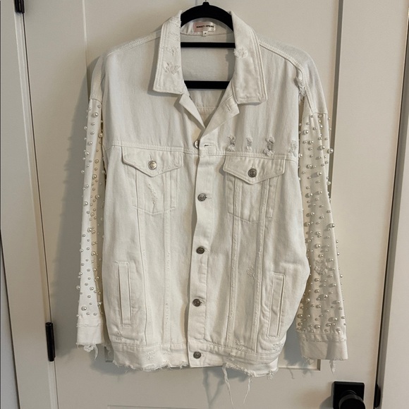 WORN ONCE SUNSET + SPRING PEARL DENIM JACKET - Picture 1 of 5